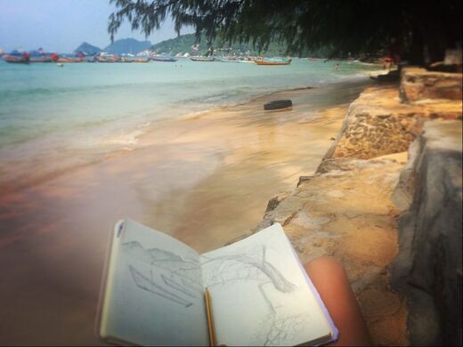 shelley jayne travel drawing sketchbook thailand koh tao